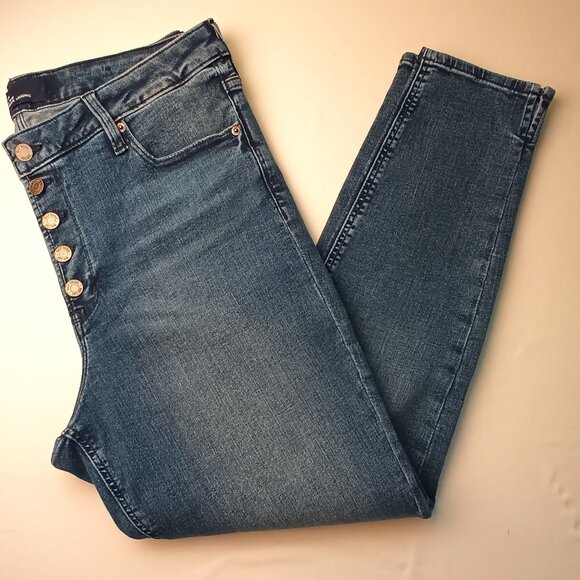 Gap Denim Buttonfly Jeans Size 16 High Rise Skinny Leg Medium Wash - Picture 1 of 10